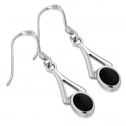 Black Onyx Silver Earrings - e378
